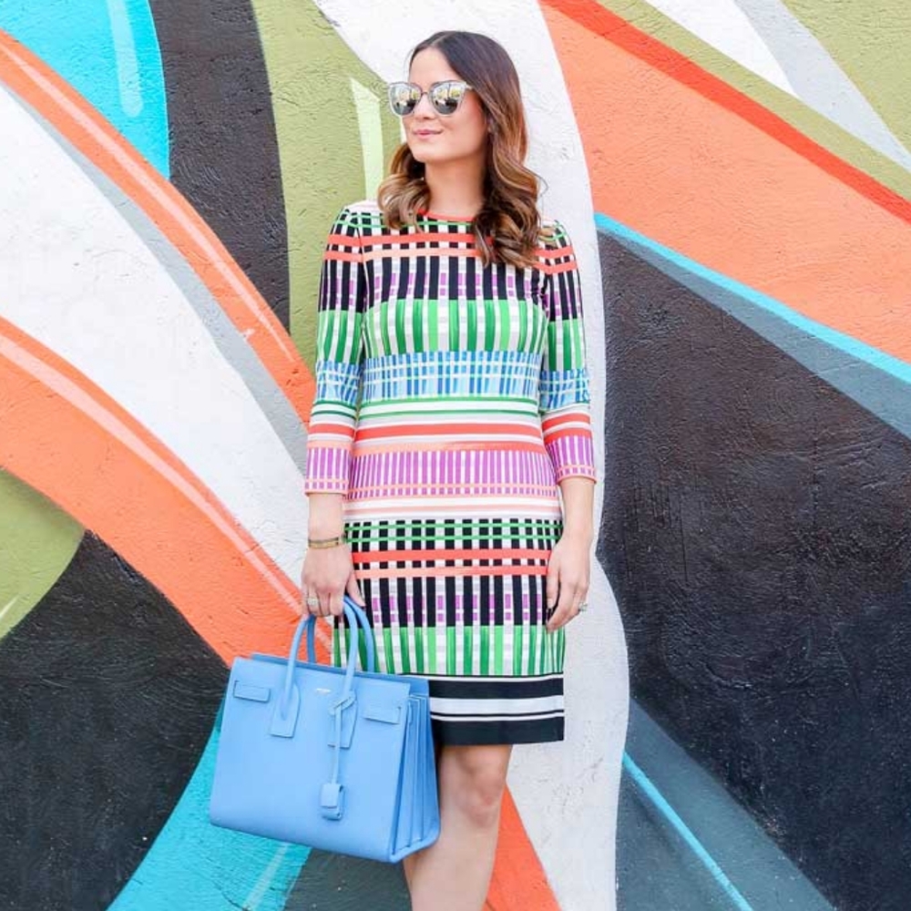 ELIZA J Geometric Print Jersey A-Line Dress Size 10 Multicolor